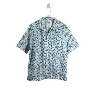 Penguin Men's Multicolor Patterned Short Sleeve Button Down Shirt